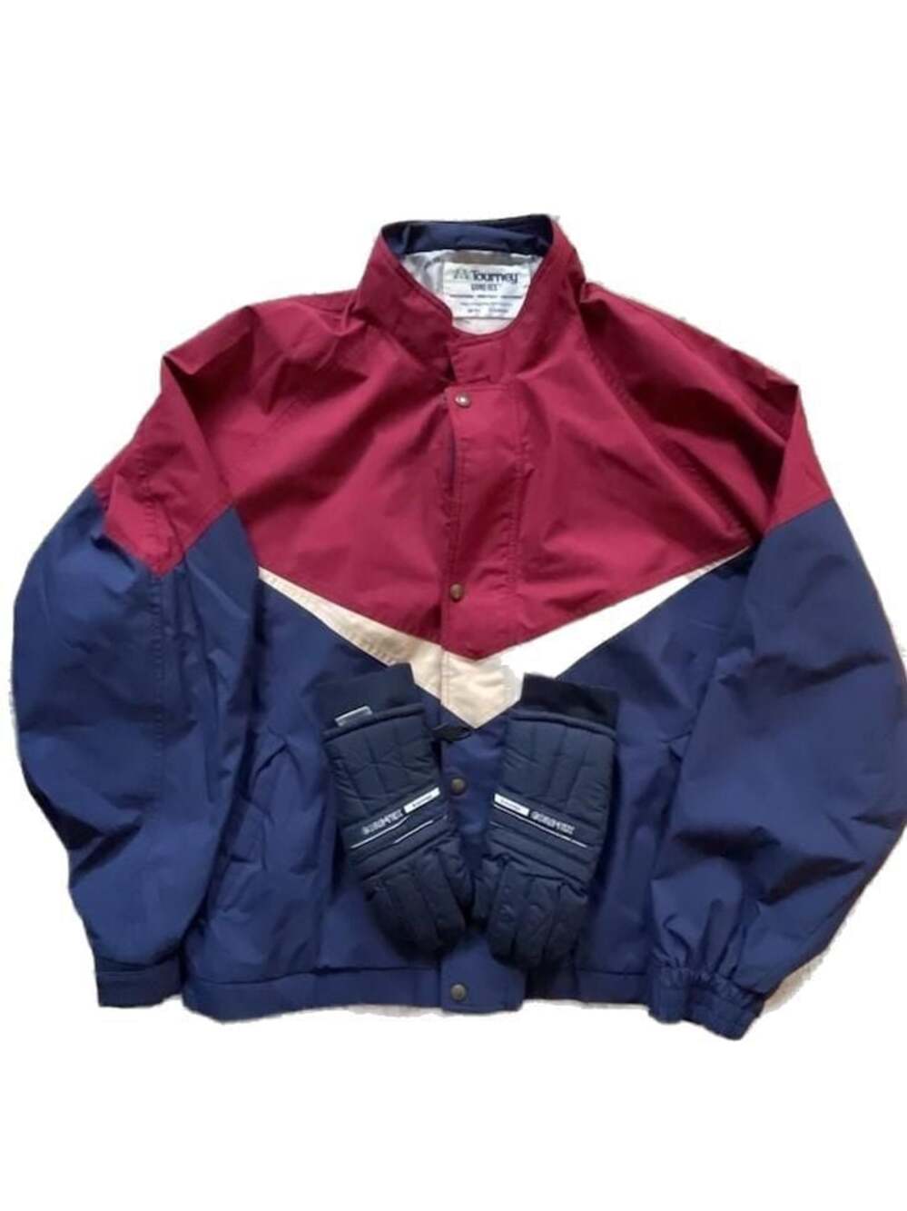 Vintage Tourney Gore-Tex Colorblock Ski Jacket and Kombi Gloves Set Men's XL
